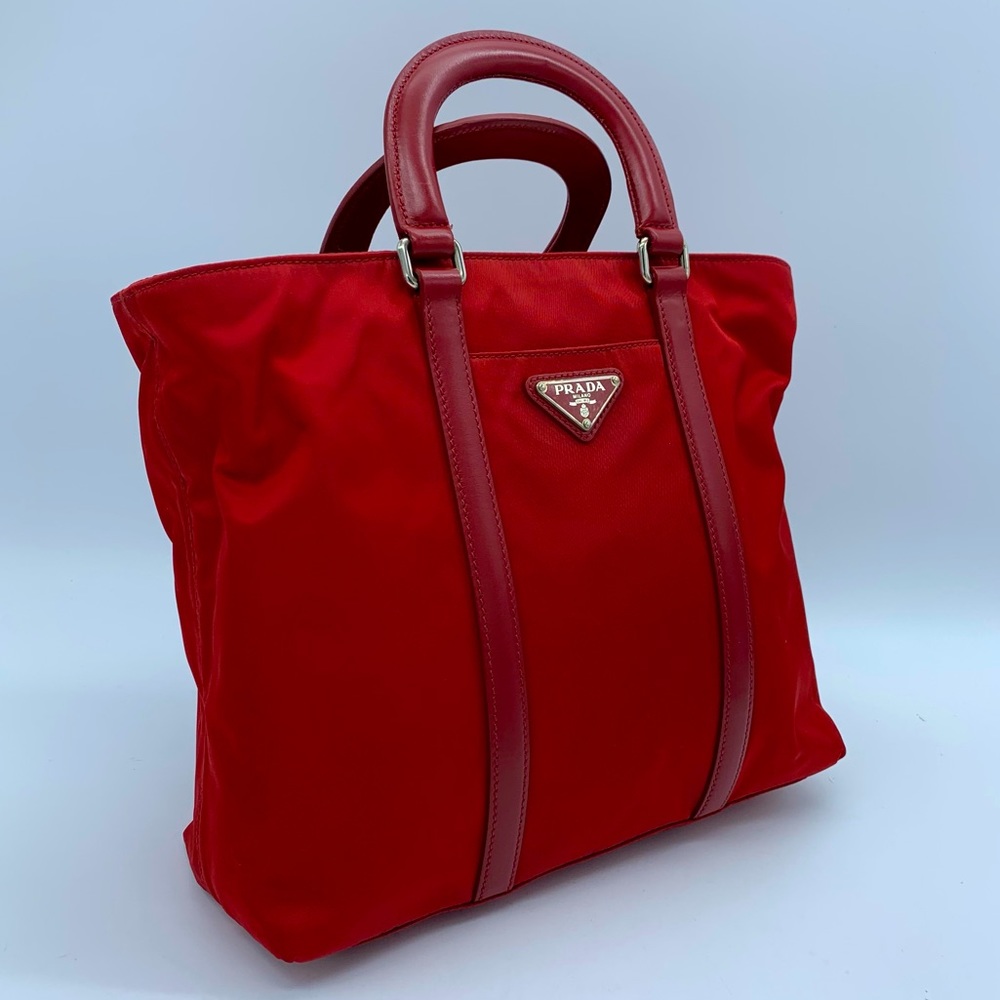Prada Tessuto red nylon and leather two-way mid-size bag NWOT